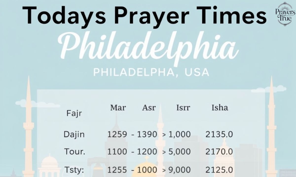Today's Prayer Times in Philadelphia, USA